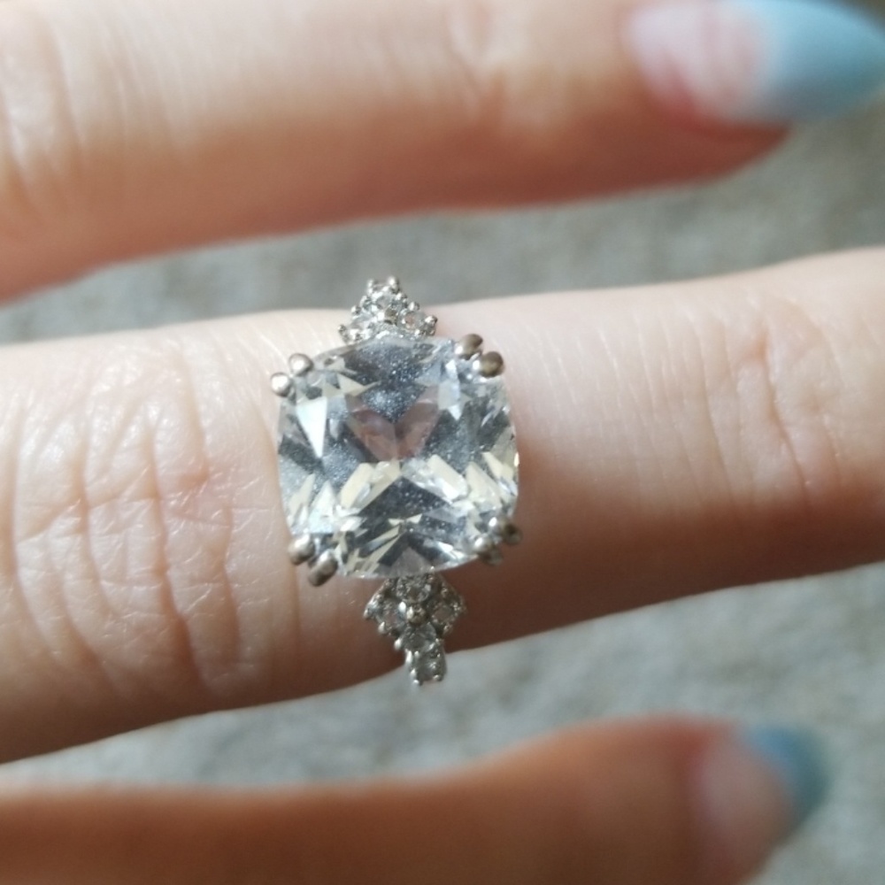 Sterling silver and white sapphire ring